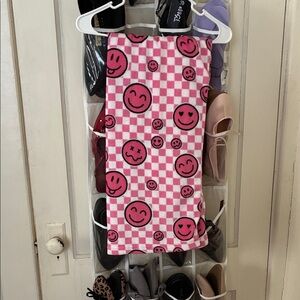 Pink Smiley Face Checkered pajama set